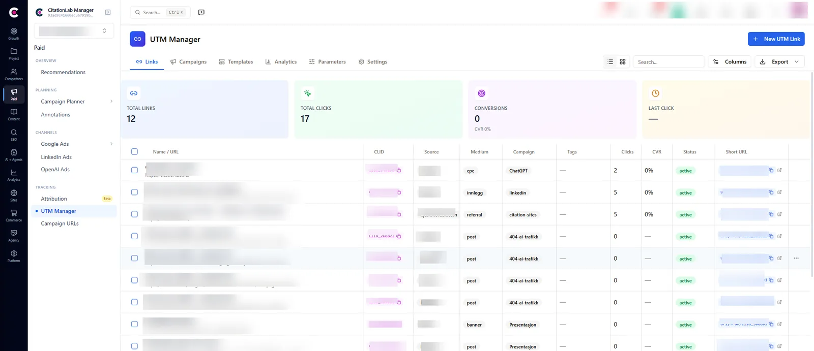 Campaign links tracked from the first click